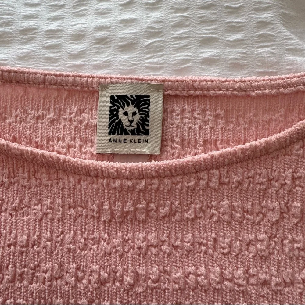 Anne Klein Blush pink Textured Boat Neck Blouse - Picture 3 of 4